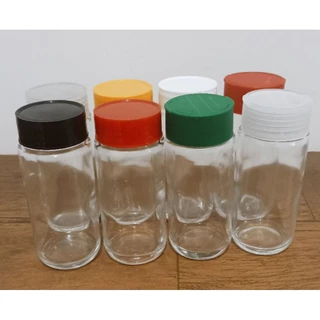 Kit 6/12/18 Potes de vidro 100ml com tampa plástica fechada ou 2 abas, diversas cores, porta temperos.