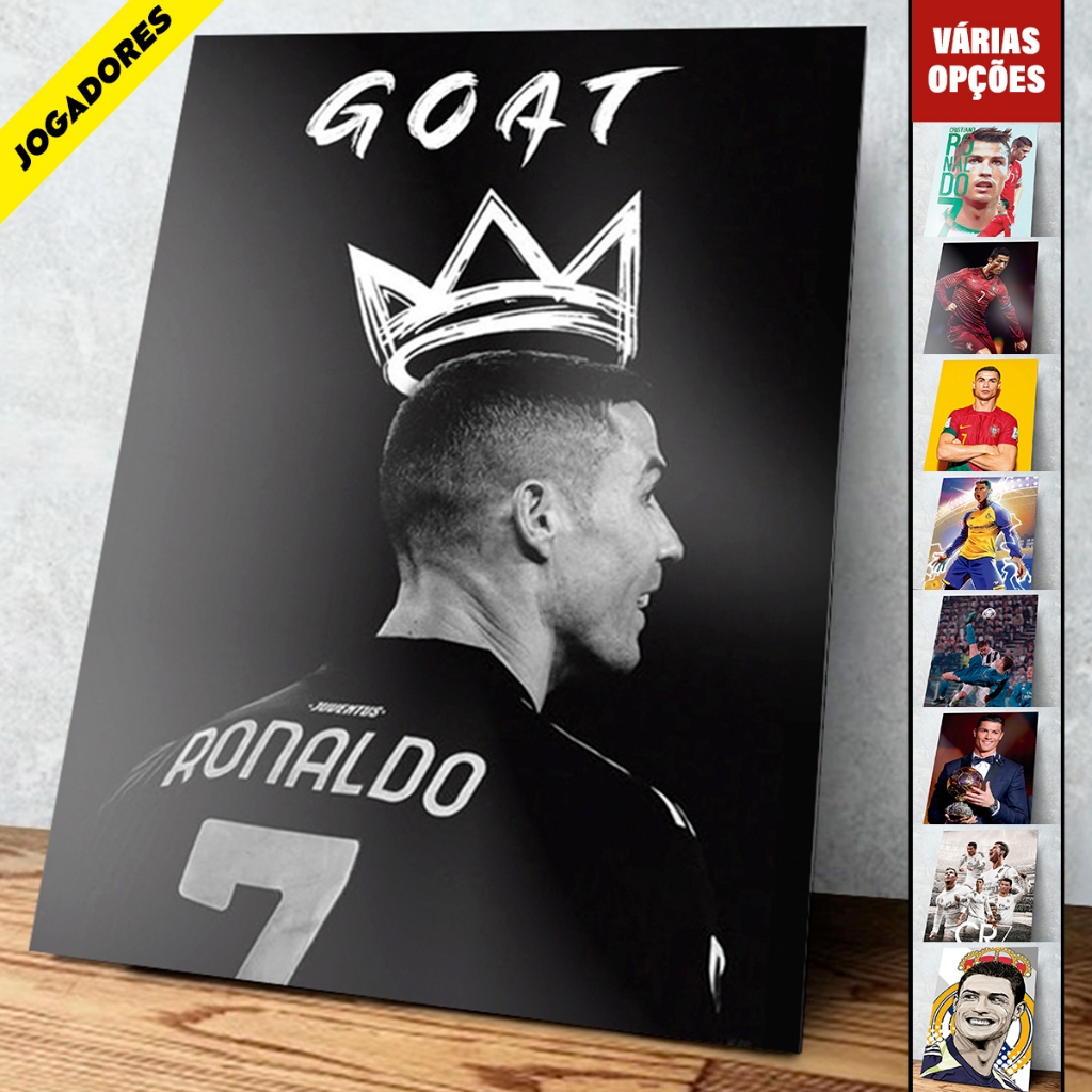 Placas Decorativas Quadros Cristiano Ronaldo 01 a 55, CR7, Goat, Real Madrid, Portugal, Al Nassr, United 20X28 MDF