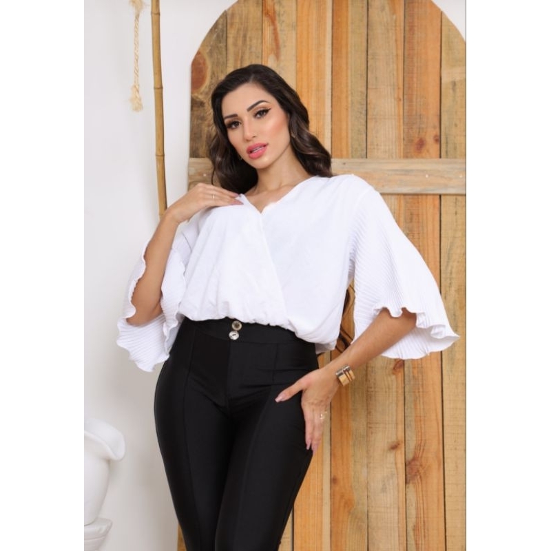 blusa feminina plus size blusa feminina blusa feminina elegante manga plinsada transpassada Shopee Brasil