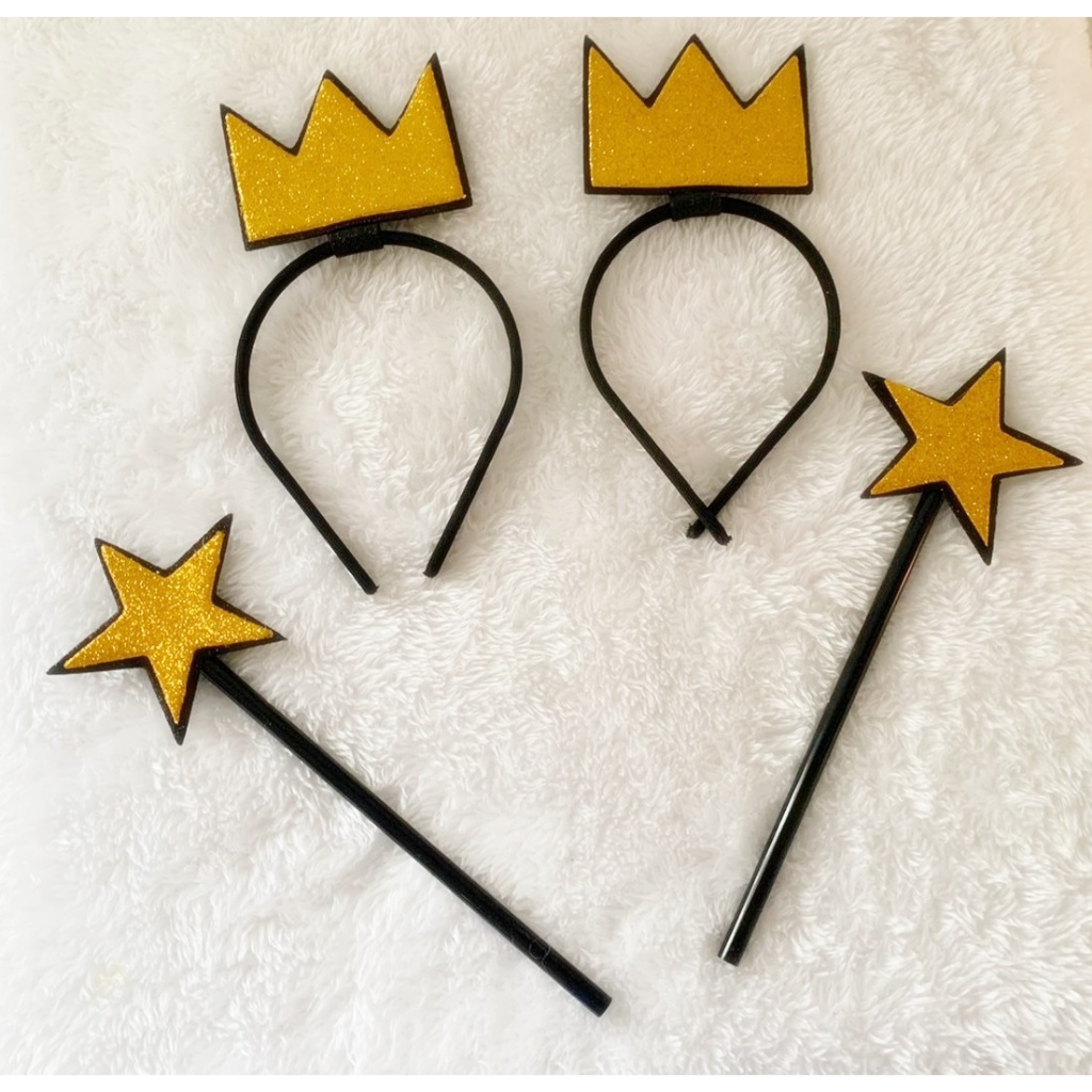 KIT FANTASIA FESTAS PADRINHOS MÁGICO COM 02 VARINHAS E 02 TIARAS