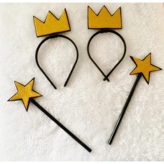 KIT FANTASIA FESTAS PADRINHOS MÁGICO COM 02 VARINHAS E 02 TIARAS