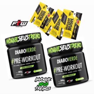 Kit 2 Pré Treino Diabo Verde Insano 300g - FTW - Sabor MAÇÃ VERDE ?