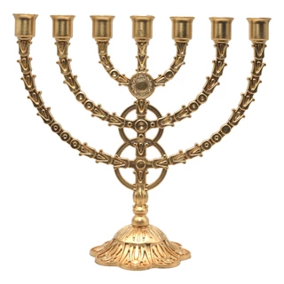 Candelabro Castiçal Menorah Dourado Grande