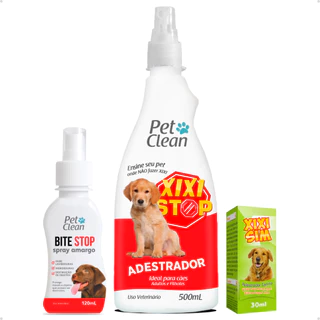Kit Adestrador Sanitário Adestramento Mordida Para Cachorro Bite Stop + Xixi Não Pode Pet Clean