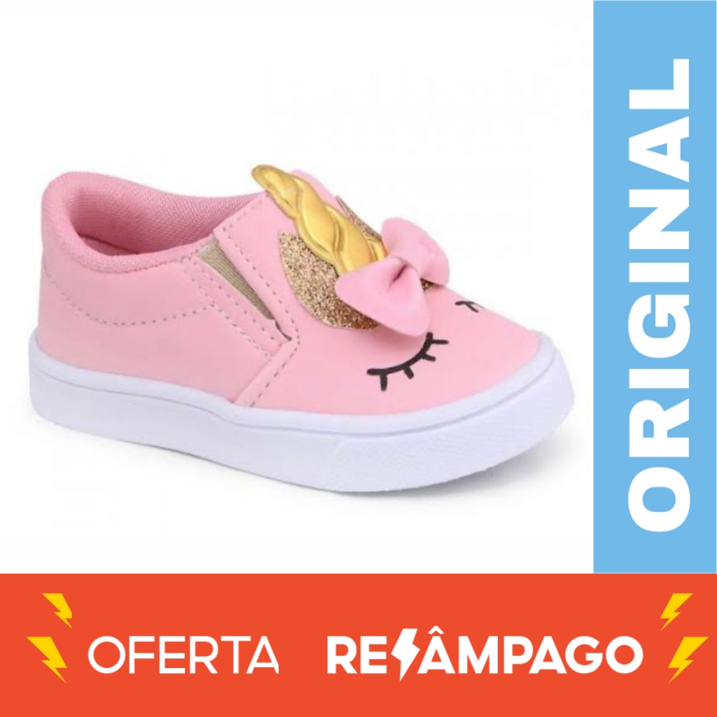 Tênis Infantil feminino Iate Baby Casual Unicórnio calce fácil
