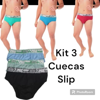 Cuecas SLIP Tradicional Masculina 100% Algodão cores sortidas