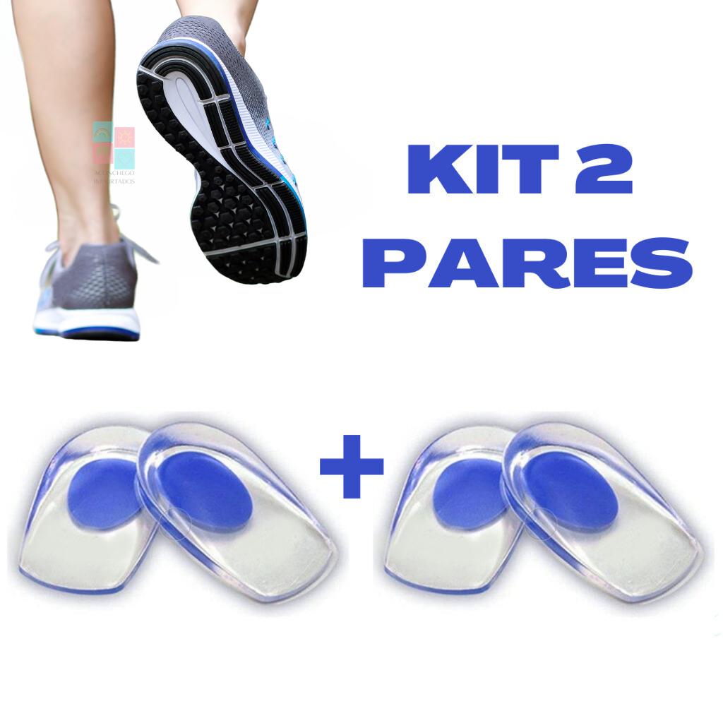 Kit 2 Pares Calcanheira de Silicone Gel Ortopédica Esporão Dor