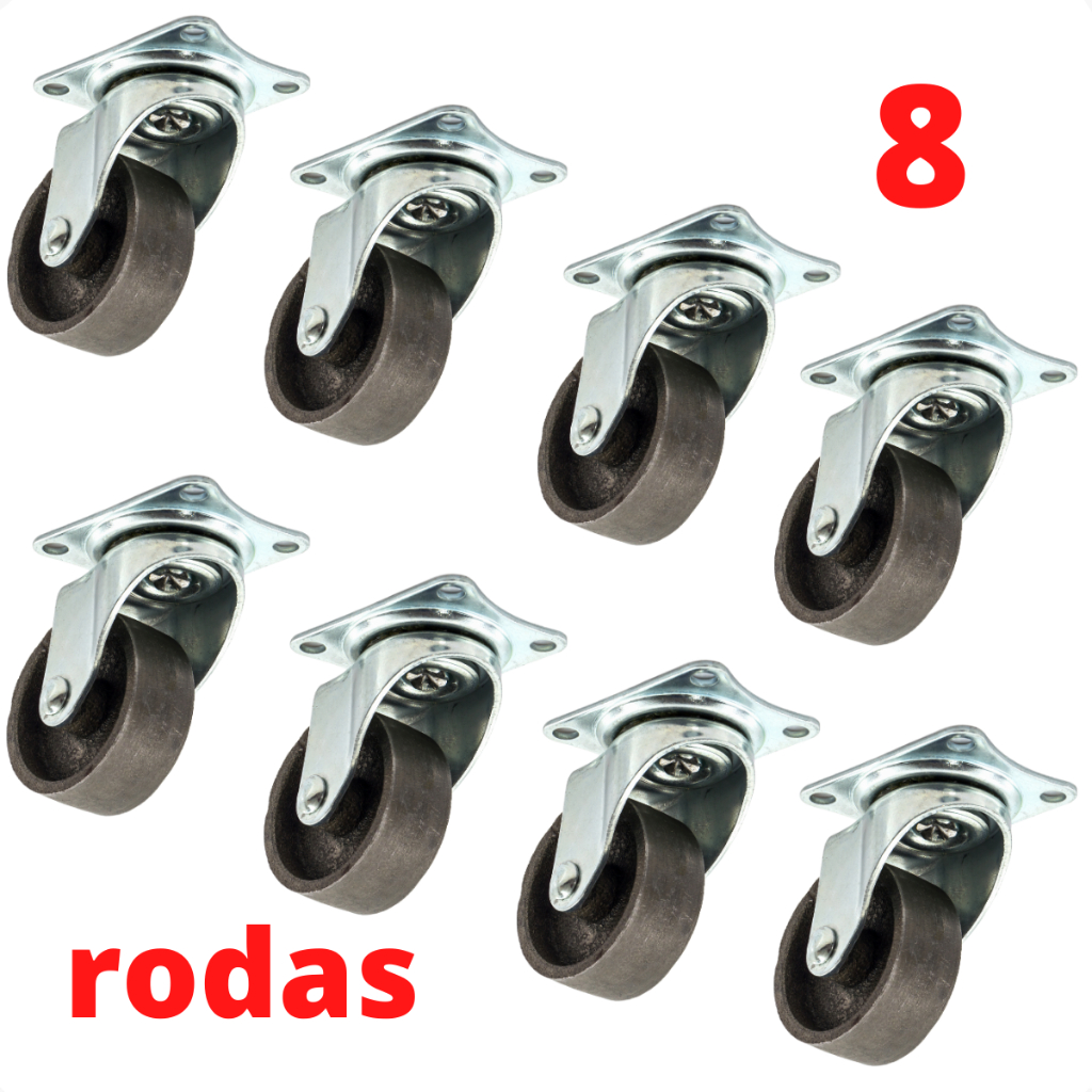 Kit 8 Rodinhas Rodizios Giratorio para moveis - 30mm PVC/Metal móveis vaso mala