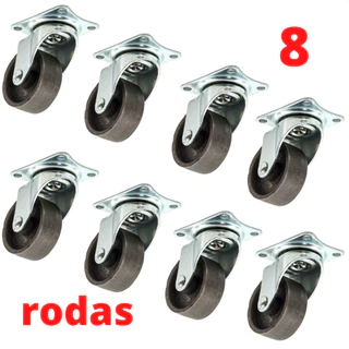 Kit 8 Rodinhas Rodizios Giratorio para moveis - 30mm PVC/Metal móveis vaso mala