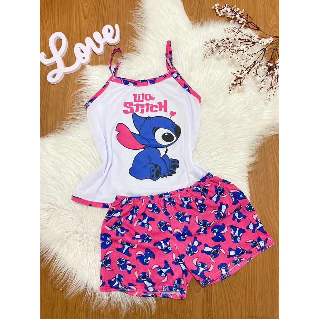 Baby Doll de Alça Estampado Lilo Stitch