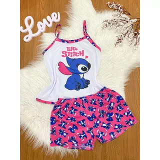 Baby Doll de Alça Estampado Lilo Stitch