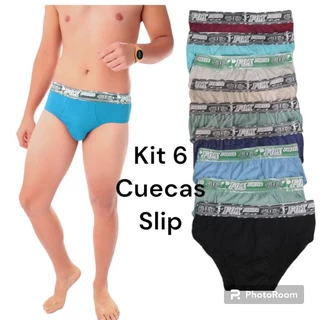 kit 6 Cuecas SLIP Tradicional Masculina 100% Algodão