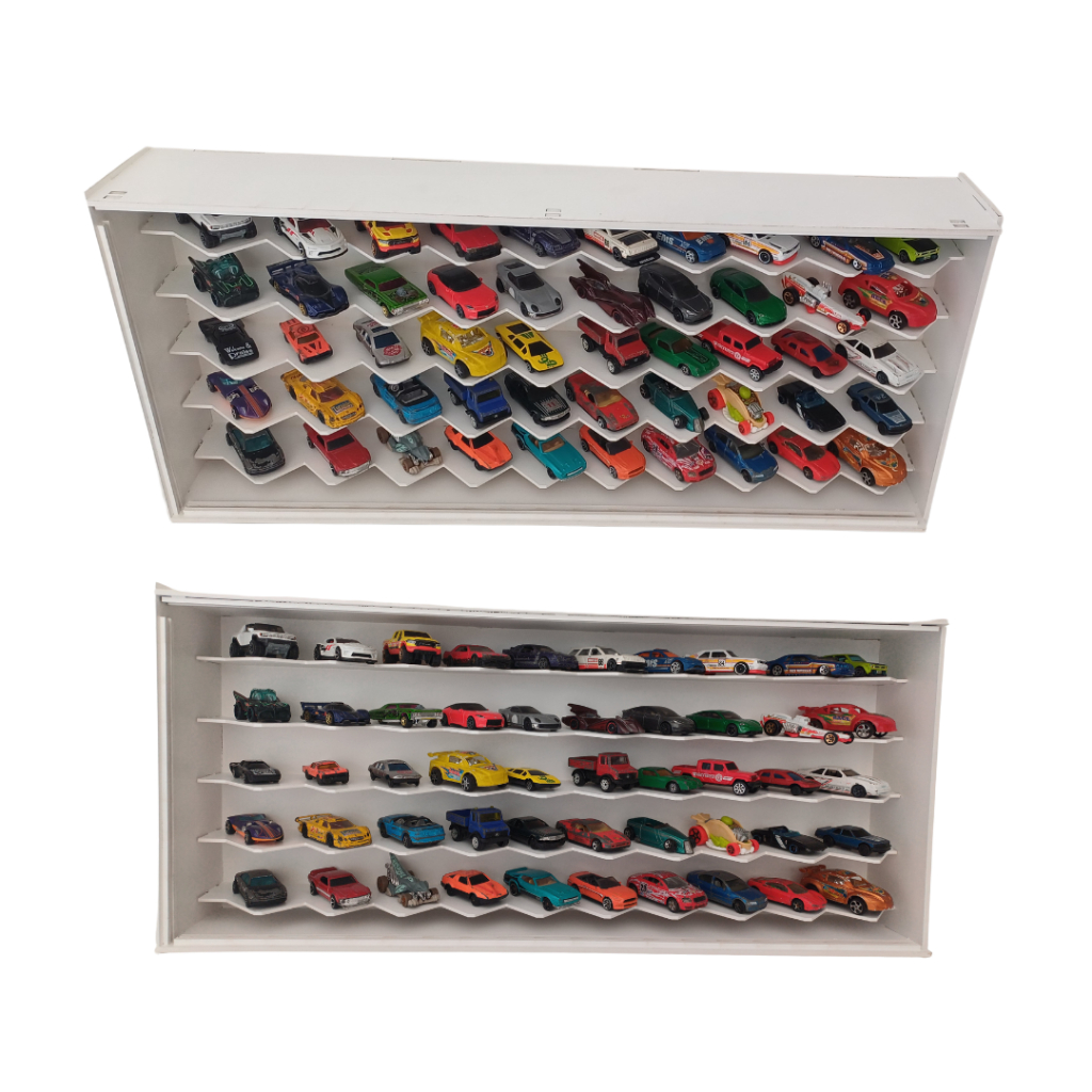 Expositor porta carrinhos hotwheels em 45º para 50 Carrinhos