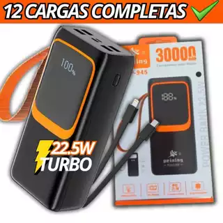 Power Bank 30.000 mah Turbo 22.5 w 12 Cargas completas