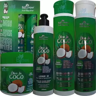 Kit Capilar Óleo De Coco Bell Corpus Auxilio Do Crescimento