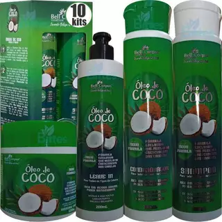 10 Kits Capilar Óleo De Coco Bell Corpus Auxilio Do Crescimento