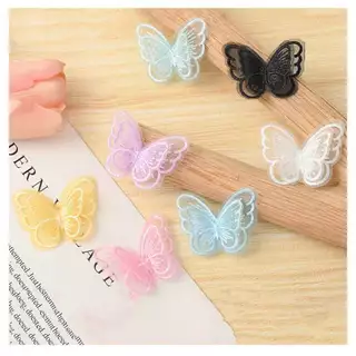 Borboletas de Tecido Bordada Dupla DIY decoração de headdress de casamento em Oferta na Shopee