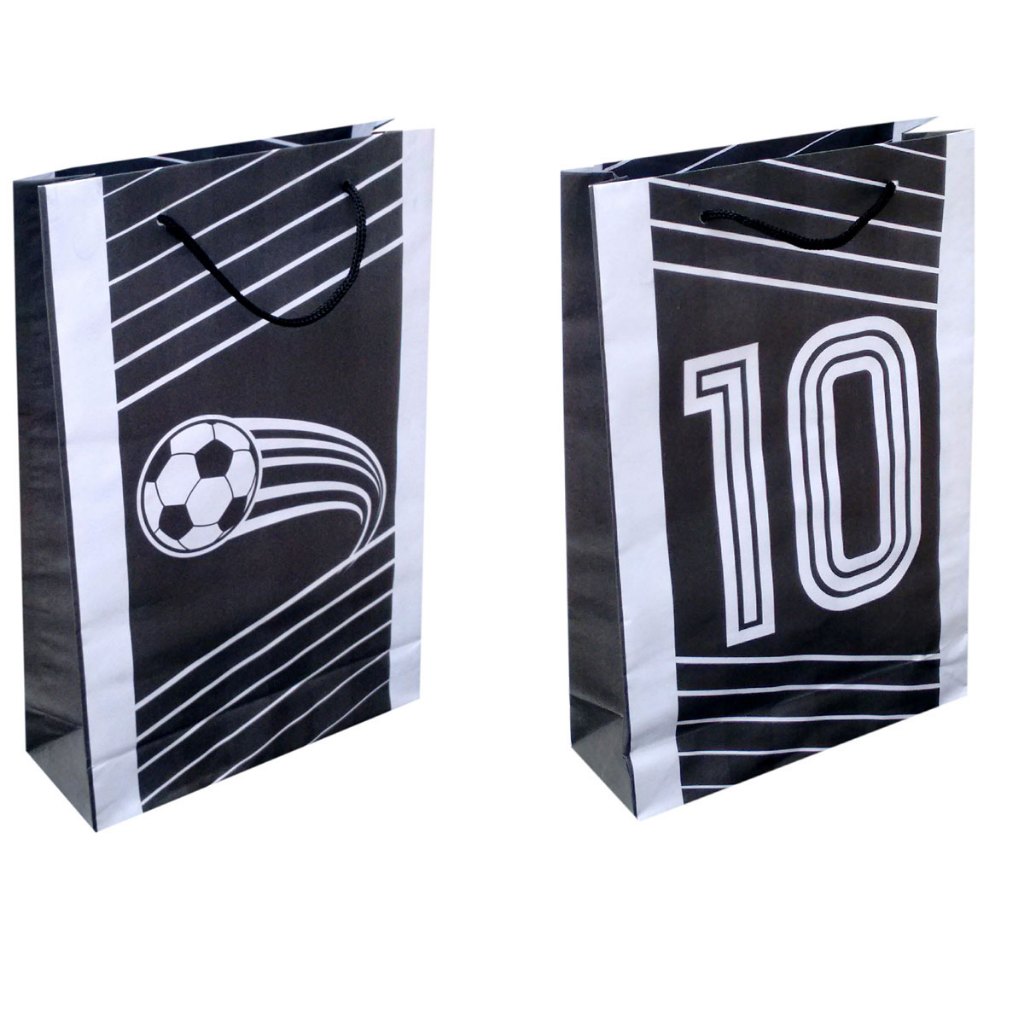 Sacolas De Papel Futebol Vasco Botafogo Santos Preta e Branca 25x17x6cm 10u a 100u Para Lembrancinha De Aniversário Surpresa Festa
