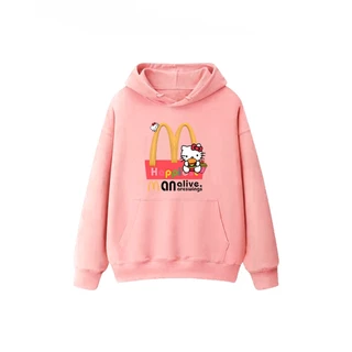 Moletom Canguru Com Capuz Unissex Mc Donalds Hello Kitty