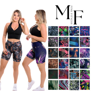 Kit C/ 5 Bermudas Feminina Shorts Legging Academia Suplex Estampado