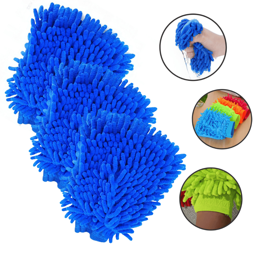 Kit 3x Luva de Microfibra Dupla Face Automotiva Multiuso 100% para limpeza em Geral Carro Moto Cores Variadas