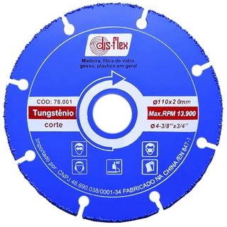 Disco de Serra Circular Tungstênio para Madeira 110 X 20mm -DISFLEX-78001