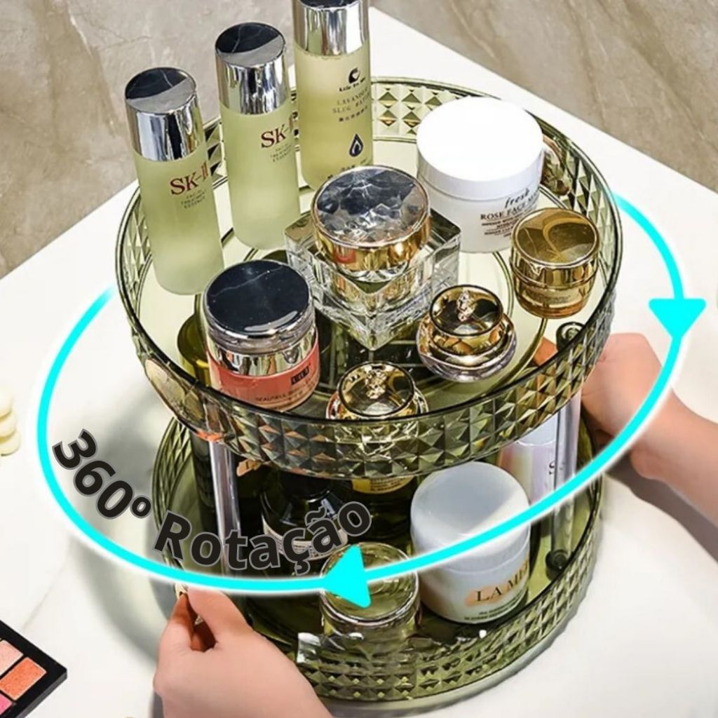 Organizador De Cosmético Maquiagem Acrílico Giratório 360º Organizador De Cosméticos Porta Maquiagem Acrílico Giratório 360