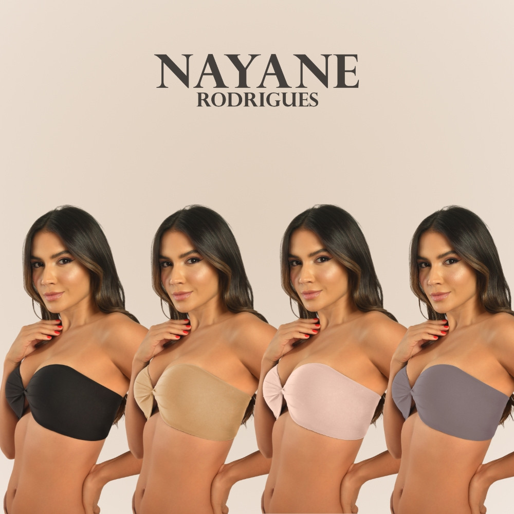 Sutia Nayane Rodrigues Tomara que Caia com Bojo e Aro Liso de Alta Sustentacao Push Up Confortavel