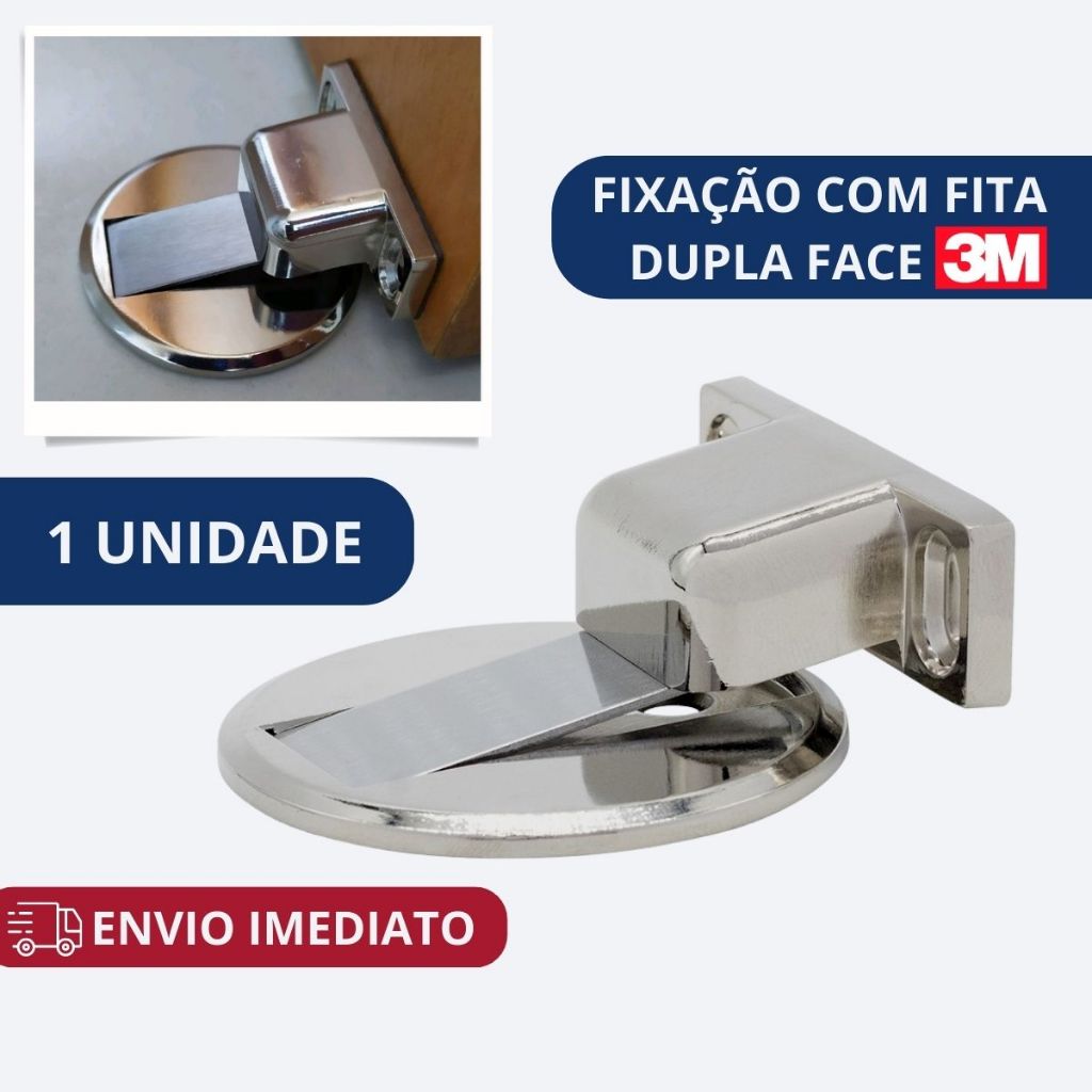 Prendedor Trava de Porta Magnético Slim Cromado