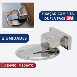 Kit 2 Prendedor Trava de Porta Magnético Slim Cromado