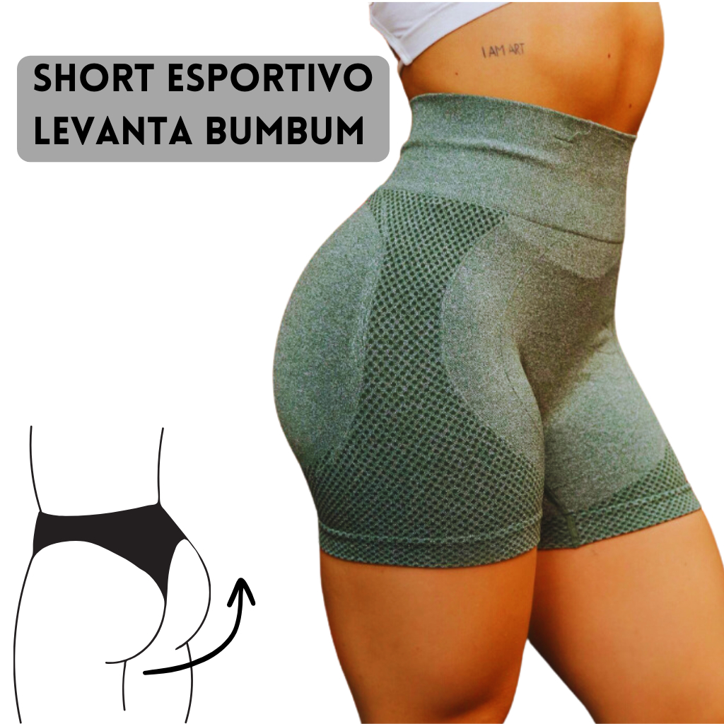 Short Legging Femininos Bermuda Academia Levanta Bumbum Fitness Cintura  Alta Sem Costura