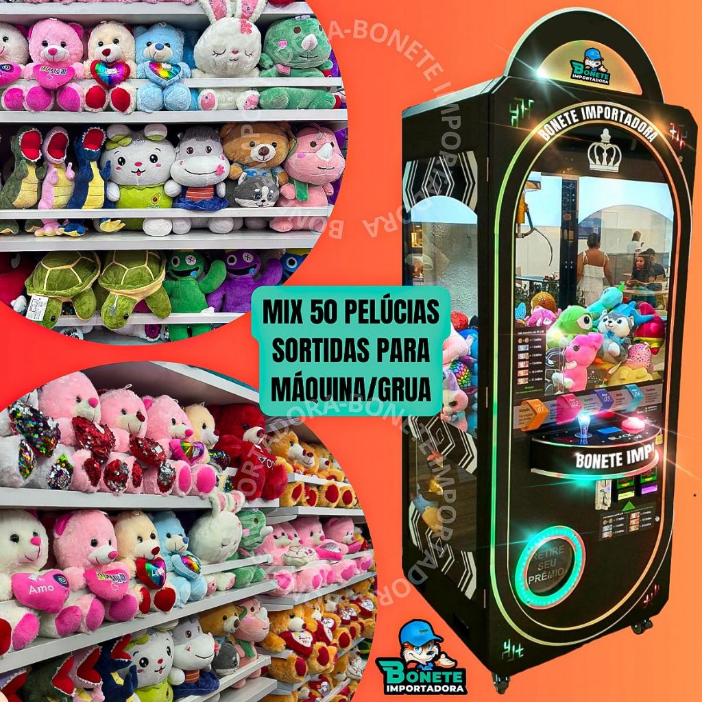 Kit 50 Pelúcias Sortidas Para Máquinas Grua Ursinhos selo inmetro