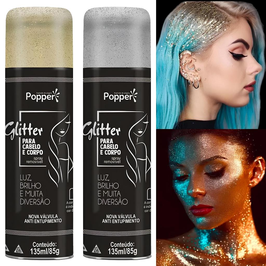 Spray Glitter Para Cabelo E Corpo Brilho Intenso Carnaval e Festas