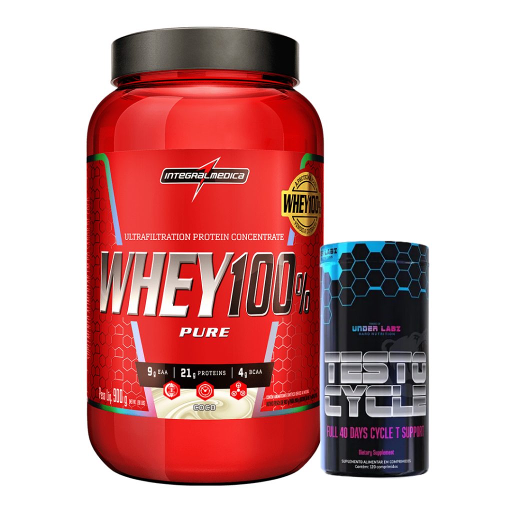 Whey 100% Pure Protein Concentrado – Integralmédica + Testo Cycle – 120 Tabs – Under Labz