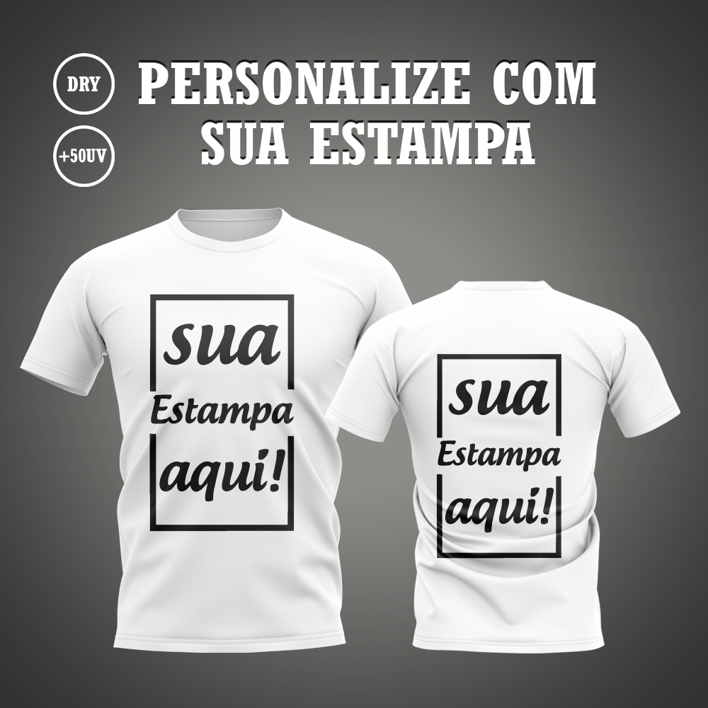 Camiseta Camisa Blusa 100% Personalizada com Estampa Foto Frase Tema Logo  de empresa Arte Desenho etc Preta ou Branca