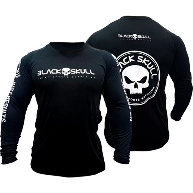 Camiseta academia treino Dry Fit - Black Skull - Corre Que Ta