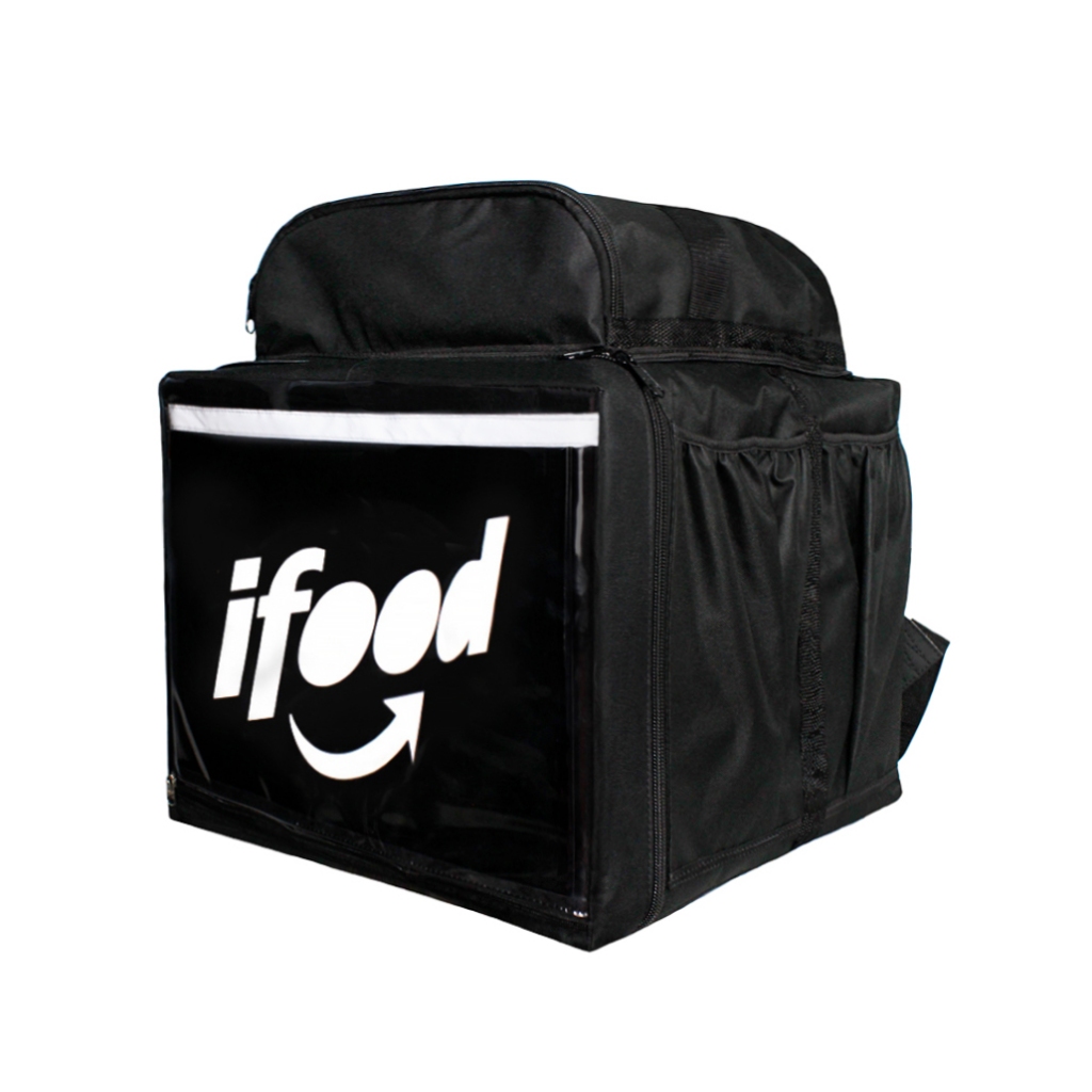 Bolsa Bag Mochila Motoboy Preta 45L Logo Ifood Preto