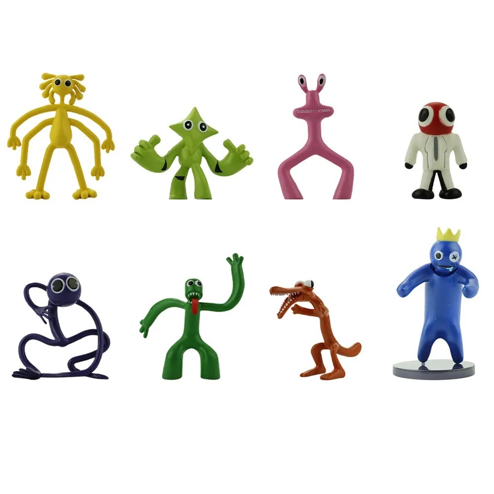 Kit com 8 Bonecos Rainbow Friends Roblox PVC 8CM Infantil Gamer