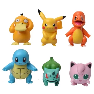 Kit Com 6 Peças Pokemon Miniaturas Infantil 7Cm PVC Pikachu Bulbasaur Squirtle Charmander Jigglypuff