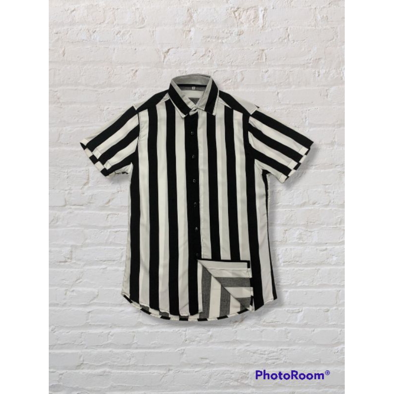 Camisa Listrada Viscose Leve Fresco Masculina Manga Curta