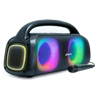 Caixa de Som Bluetooth Grande LED RGB Com Microfone Potente Xtrad