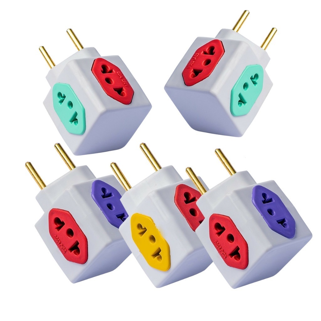 Kit 10 Adaptador de Tomada Benjamin Cubo Colorido Universal 4 Entradas 10A 20A