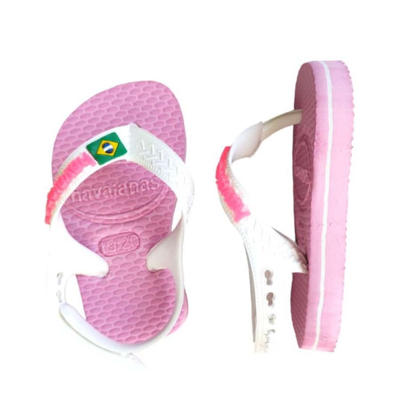 chinelo branco com rosa baby havaianas bandeira do Brasil Shopee Brasil
