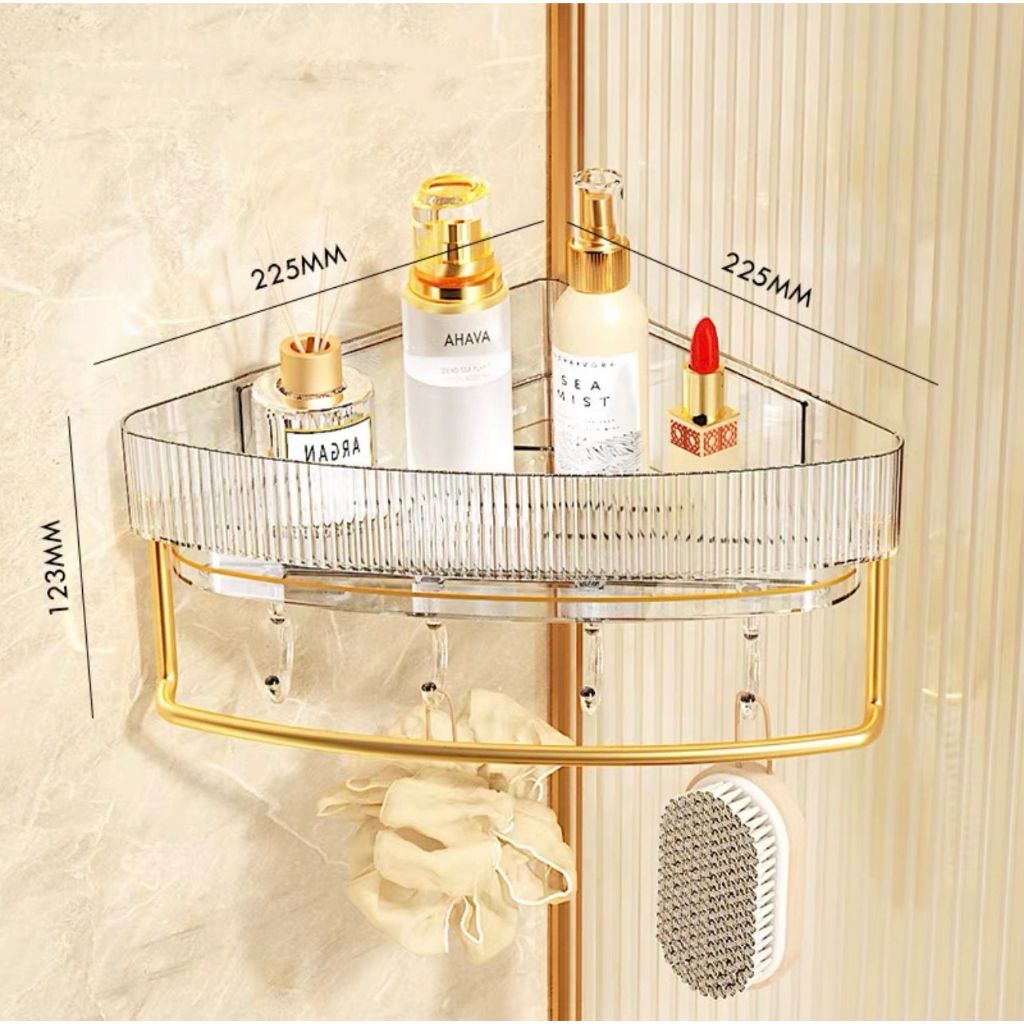 Suporte De Shampoo Prateleiras De Banheiro Sem Furo Acrilico linhado/ Porta Toalha