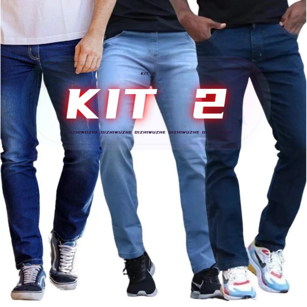 KIT 2 Calça Jeans Masculina Skinny Original Elastano Qualidade Premium