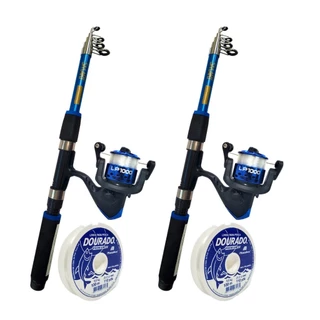 Kit pesqueiro 2 Varas Telescópica + 2 Molinetes com Linha ja enrolada em Oferta na Shopee