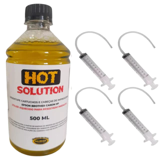 Kit 500ml Solução Limpeza Aplicável Cabeça de Impressora + 4 Seringa