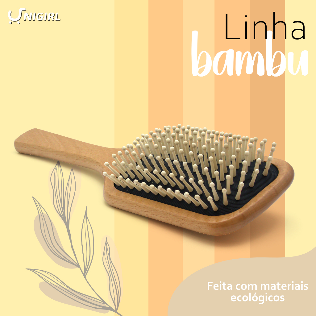 Escova De Cabelo De Bambu Natural Cerdas de Nylon Sustentável Biodegradável Raquete Grande Pente Madeira Antiestática com Airbag Escovas Profissional masculino feminino Escova De Cabelo De Bambu Natural Cerdas de Nylon Sustentável Biodegradável Raquete