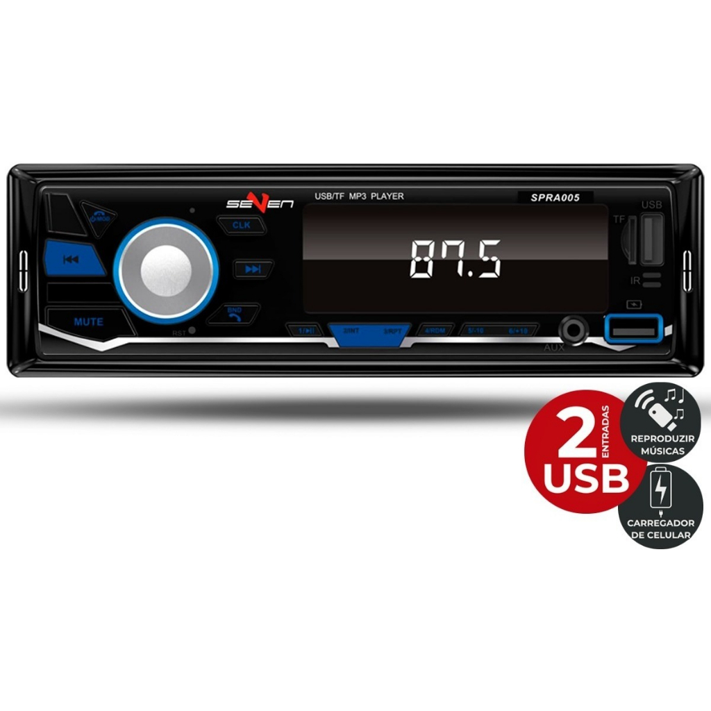 Som Automotivo Seven Parts Spra005 Com Usb, Bluetooth E Leitor De ...