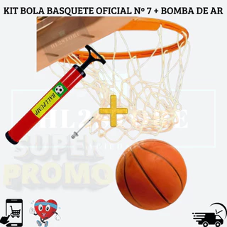 Kit Bola Basquete Profissional - Oficial Nº 7 + Bomba de Ar Com Bico ( CESTA COM REDE NÃO INCLUSO)